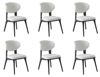 Productafbeelding van Set van 6 moderne stoelen, wit en zwart, elegant design, geschikt voor de eetkamer