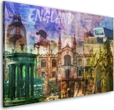 Produktbild von England Pop Art Wahrzeichen London Wandbild Leinwandbild  Kunstdruck XL Deko: 90x60x4cm