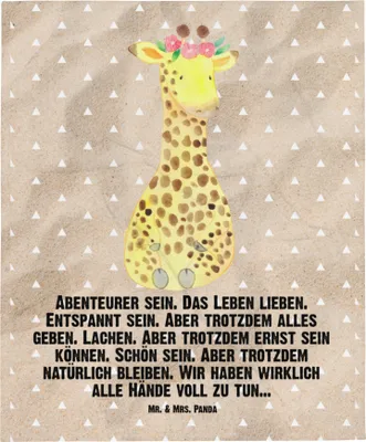 Produktbild von Mr. & Mrs. Panda Bettdecke Giraffe Blumenkranz - Sandig - Geschenk, Warme Decke, Kuscheldecke, Tagesdecke, Afrika, Plaid, Freundin, Abenteurer, Selbstliebe