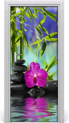 Produktbild von Tulup Türaufkleber 85x205 cm Dekorative Aufkleber Selbstklebend Wasserdichte Tapete Abnehmbar Schlafzimmer Wohnzimmer Wohnkultur - Orchideen und Bambus