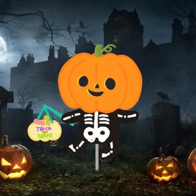 Produktbild von LOMUG Halloween Gartenstecker mit Kürbis und Skelett