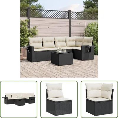 Produktbild von The Living Store 6-tlg. Garten-Sofagarnitur mit Kissen Schwarz Poly Rattan