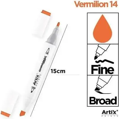 Zdjęcie produktu dla Marker ChromMax Vermilion 14 - Dwustronny alkoholowy marker do kreatywnych projektów! Idealny do rysowania, malowania i oznaczania w żywych kolorach.