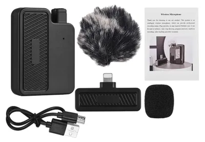 Obrázek produktu pro Bezdrátový mikrofon, profesionální klopový mikrofon, potlačení šumu, bez zpoždění, plug-and-play, lehké, dobíjecí bezdrátové mikrofony pro živé přenosy z mobilních telefonů venku