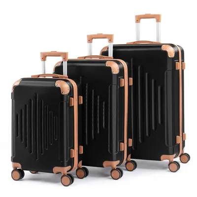 Produktbild von FCH Hartschalenkoffer Reisekoffer-Set Koffer-Set Trolley-Set 3 Stk. mit Längsstreifen  360° Rollen ABS
