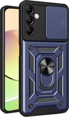 Produktbild von Hülle für Samsung Galaxy A14 5G/4G mit Ring Ständer Halter Dia Kameraschutz TPU PC Hybrid Handyhülle Blau