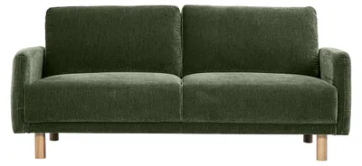 Produktbild von Miliboo - Designersofa 3-Sitzer in Samtoptik khakigrün und hellem Holz BONO