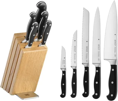 Produktbild von WMF Spitzenklasse Plus Messerblock bestückt 6-teilig, Messer-Block/Besteck-Set, Edelstahl, Kunststoff, Edelstahl, Schwarz, Spitzenklasse Plus