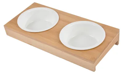 Produktbild von Hundenapf aus Keramik, Ø 12 cm, mit Bambus-Ständer