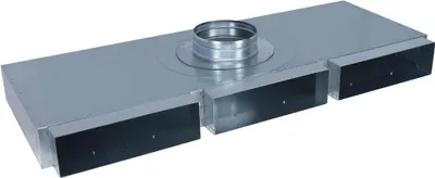 Produktbild von Flachkanal Verteiler 300 x 90 mm, drei Eingänge, ein Ausgang Ø 160 mm