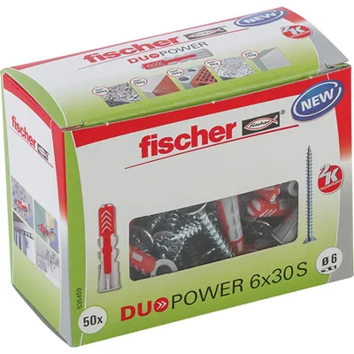 Obrázek produktu pro fischer Duopower 6 x 30 S se šroubem, balení po 50 ks.