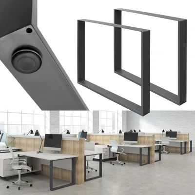 Produktbild von ECD Germany 2x Tischbeine / Tischkufen aus Vierkantprofilen, 90x72 cm, Anthrazit, pulverbeschichtete Stahl, Industriedesign, DIY Metall Tischgestell
