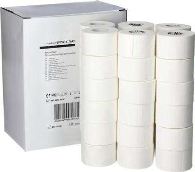 Produktbild von yellowSPORT yellowSPORTS TAPE - Steifes Klebeband zum Abkleben - 3,8 cm x 9,1 m - Weiß - 36er Pack.