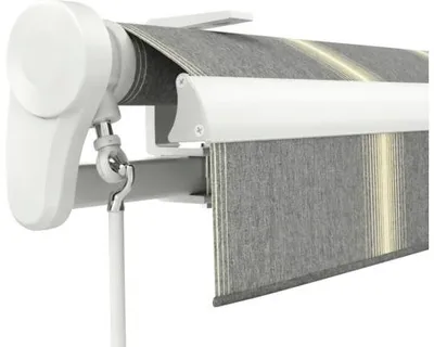 Produktbild von Soluna Gelenkarmmarkise Trend 6x3 Stoff Dessin D417 Gestell RAL 9010 reinweiß Antrieb Links inkl. Kurbel