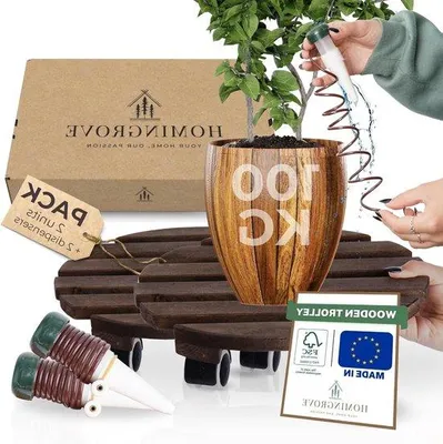 Image de Lot de 2 rouleaux ronds pour plantes, 30 cm, imperméables, supportant jusqu'à 100 kg