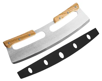 Pizzaschneider aus Edelstahl mit Holzgriff, 4,33 x 13,77 cm