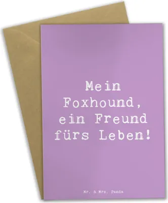 Produktbild von Mr. & Mrs. Panda Glückwunschkarte Spruch Foxhound Freund - Lavendeltraum - Geschenk, besondere Bindung, Aussehen, genesungskarte, Jagdhund, einladungskarten, Hunderassen