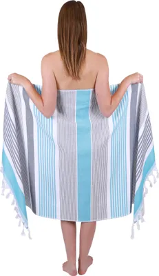 Produktbild von Betz Saunatuch Hamamtuch Saunahandtuch Strandtuch Badetuch Duschtuch Strandhandtuch Picknickdecke Extra Leicht Damen&Herren 90x170 cm Farbe blau