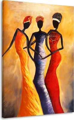 Produktbild von Afrikanische Frauen Leinwandbild Wandbild XL Kunst Deko: 80x120x2cm