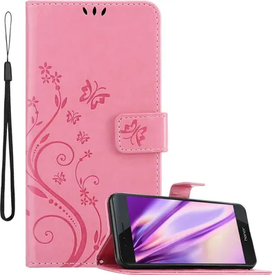 Produktbild von Cadorabo Hülle für Honor 8 / 8 PREMIUM Schutz Hülle in Rosa Schutzhülle Handy Hülle Etui Case Blumen Flower