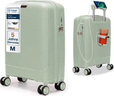 Produktbild von 4FLY Leichter Hartschalen Handgepäck Koffer M 55×37×20 cm (35L) - mit TSA Schloss, USB Anschluss und 4 Spinner Rollen