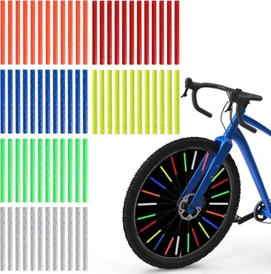 Obrázok produktu pre 72 farebné reflexné prvky na kolesá bicykla, v 6 farbách, 360° viditeľnosť, opakovane použiteľné, jednoduchá montáž, reflexné prvky na bicykel