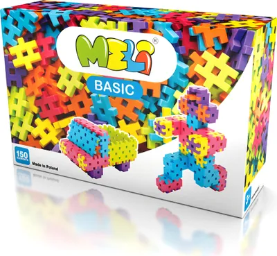 Produktbild von Meli Basic Konstruktionsbausteine – 150-teiliges Bauset mit Aufbewahrungsbox