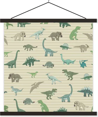 Produktbild von MuchoWow® Textilposter Dinosaurier - Braun - Grün - Jungen - Mädchen - Kinder 40x40 cm mit schwarzem Rahmen - Fotos
