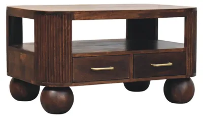 Produktbild von Artisan Furniture Massivholz-Couchtisch mit Kugelbeinen