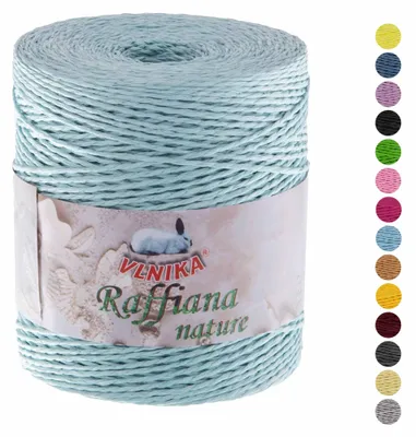 200g Papiergarn Raffiana Nature hellblau