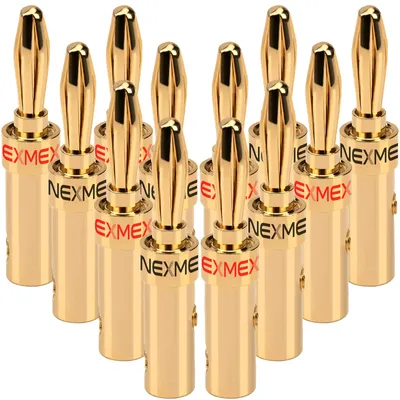 Produktbild von Bananenstecker 4mm schraubbar 12x Stecker vergoldet NEXMEX für Lautsprecherkabel