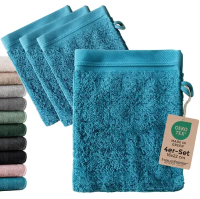 Produktbild von Waschhandschuh 4er Set, Türkis Petrol