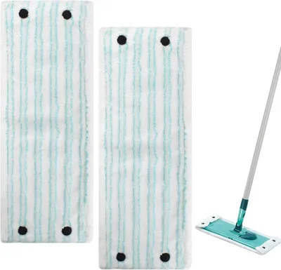 Zdjęcie produktu dla Zestaw zapasowych nakładek do mopa z mikrofibry, 2 sztuki, wymiary 42 x 15,5 cm, przeznaczony do wszystkich rodzajów podłóg twardych