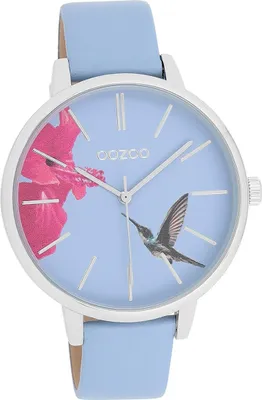 Produktbild von Oozoo Leder Damen Uhr Analog Quarzuhr Armband hellblau Timepieces D2UOC11067