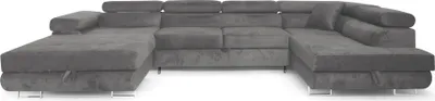 Produktbild von Sofiland Aller U-Form Wohnlandschaft XXL Schlaffunktion 2 Bettkästen Grau Rechts