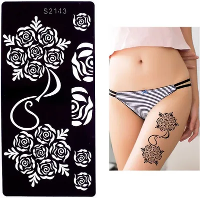 Produktbild von Henna Tattoo Schablone Airbrush Stencil Rosen