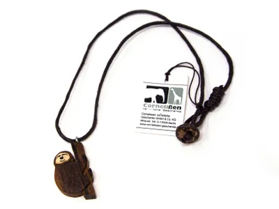 Produktbild von Kette Faultier, Holzanhänger Ketten Modeschmuck Holzkette Faultiere