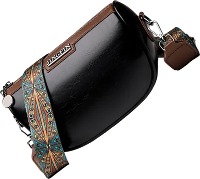 Produktbild von EDIBAZZAR | Damen Leder Umhängetasche, Schwarze Messenger Bag
