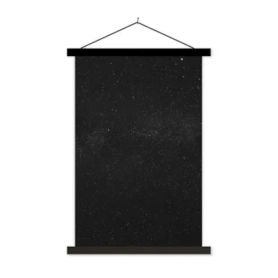 Produktbild von MuchoWow® Textilposter Sternenhimmel - Schwarz - Weiß - Himmel 40x60 cm mit schwarzem Rahmen - Wanddekorationen