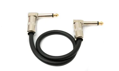 Produktbild von Audio Kabel 30 cm 6.35 mm Klinke Stecker zu Stecker Winkel AUX Adapter Schwarz