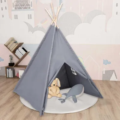 Produktbild von Stabli Möbel Kinder Tipi-Zelt mit Tasche Pfirsichhaut Grau 120x120x150 cm - Kinderzelte CC7521903 1parcel