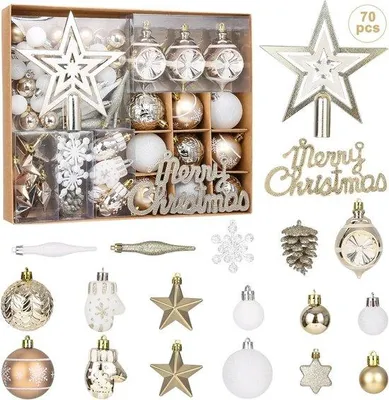 Produktbild von Famanu Weihnachtsbaumdekoration Set 70-teilig - Champagnergold