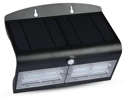 Immagine prodotto di V-TAC VT-767-7 lampada LED 7W pannello solare esterno IP65 + sensore PIR colore nero - SKU 8279