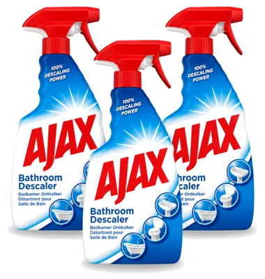 Produktbild von 3 x Ajax Badreiniger Spray - Entfernt Kalk und Fett - 750 ml - Vorteilspackung - 3 Stücke