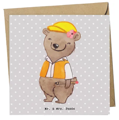 Produktbild von Mr. & Mrs. Panda Grußkarte Bauingenieurin Herz - Grau Pastell - Geschenk, faltkarte, Studium, anlasskarte, Klappkarte, doppelkarte, Baustelle, Glückwunschkarte