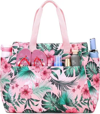 Produktbild von Famanu Strandtas XXL mit Reißverschluss - Wasserdichte Strandtasche in Rosa