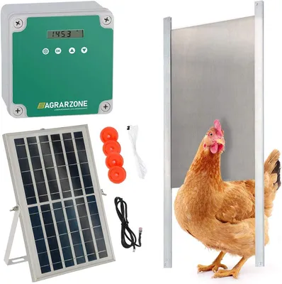 Image de Agrarzone Trappe automatique pour poules Solaire 30 x 40 cm Porte pour poules