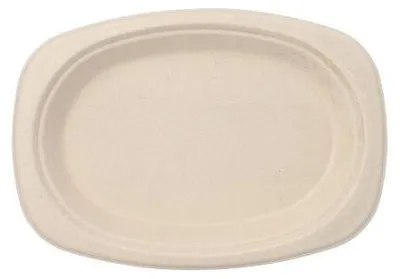 Produktbild von 500 Papstar Teller, Zuckerrohr pure oval 23 cm x 16 cm x 2 cm natur 89868