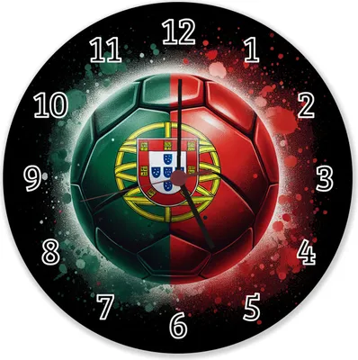 Produktbild von Fußball Portugal Flagge Wanduhr aus Alu