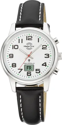 Master Time MTLA-10817-12L Damen-Funkuhr mit schwarzem Lederband 1